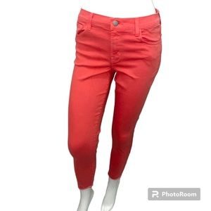 J Brand 835 Mid-Rise Cropped Skinny Jeans in Kalani Coral Orange - Size 29